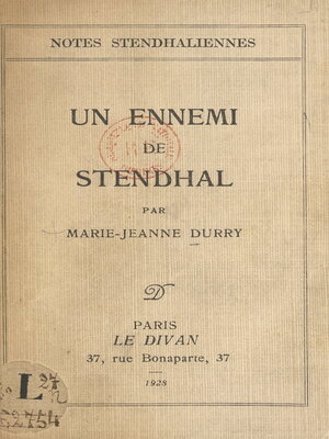 cover image of Un ennemi de Stendhal